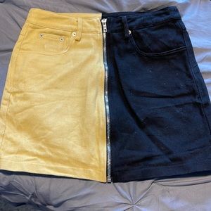 Black and yellow jean skirt